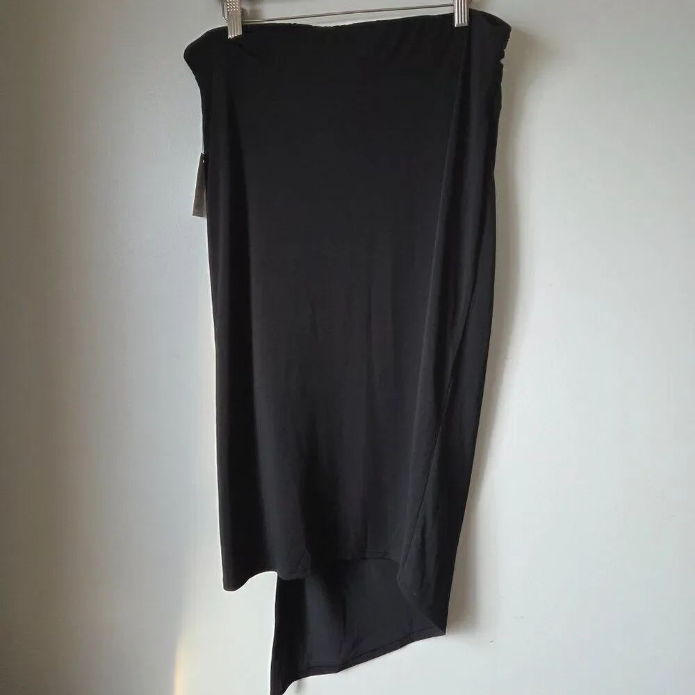 NWT NINE WEST BLACK WRAP / TIE STYLE MIDI SKIRT SIZE XL - Picture 3 of 16